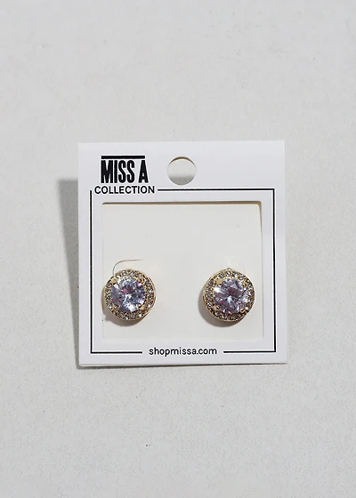 Round Halo Stud Earrings