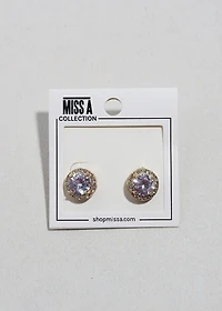 Round Halo Stud Earrings