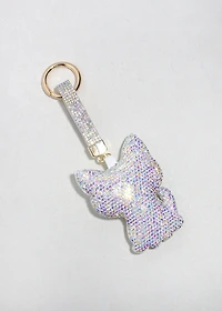 Iridescent Rhinestone Cat Bag Charm