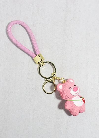 Strawberry Sweetheart Bear Keychain Charm