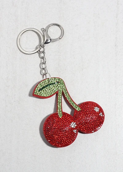 Sweet Cherry Sparkle Keychain