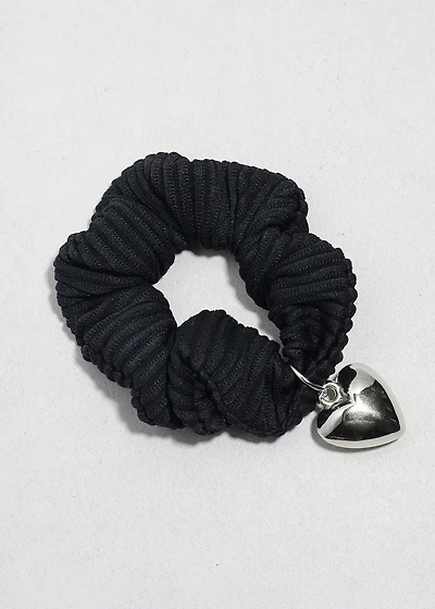 Heart Charm Pleated Scrunchie
