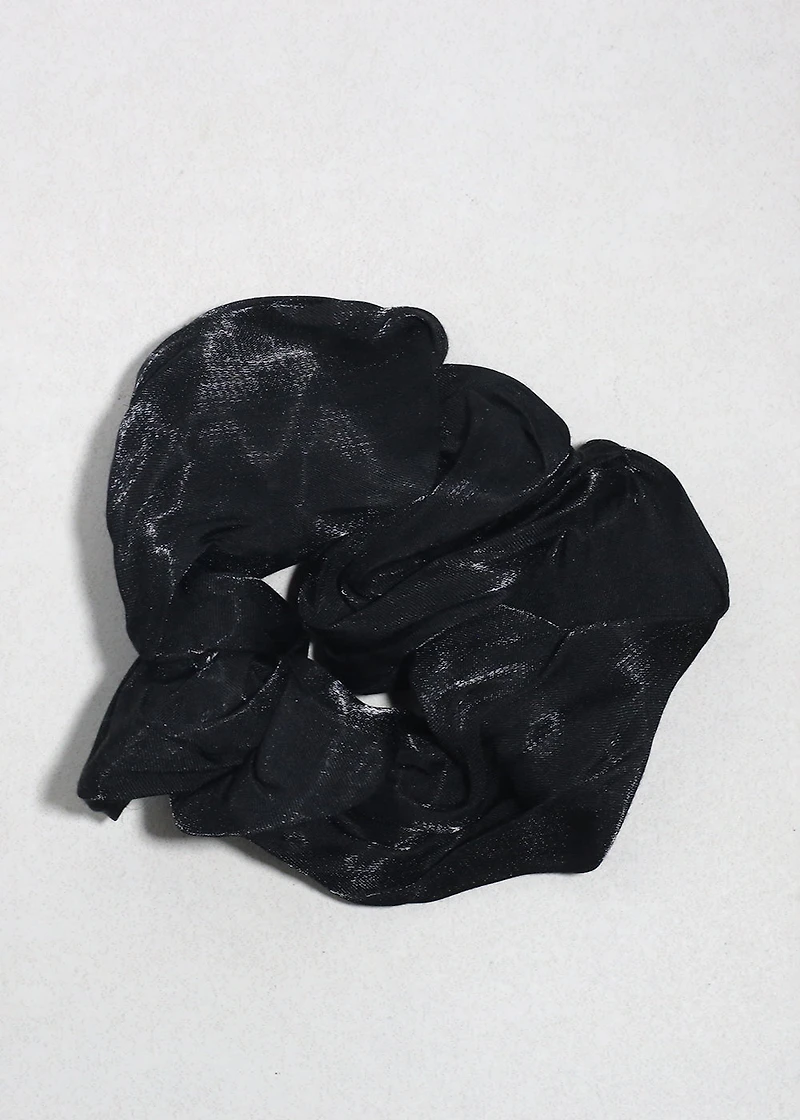 Midnight Luxe Satin Oversized Hair Scrunchie