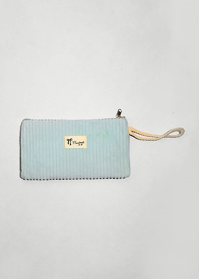 Soft Ribbed Velvet Cosmetic Pouch