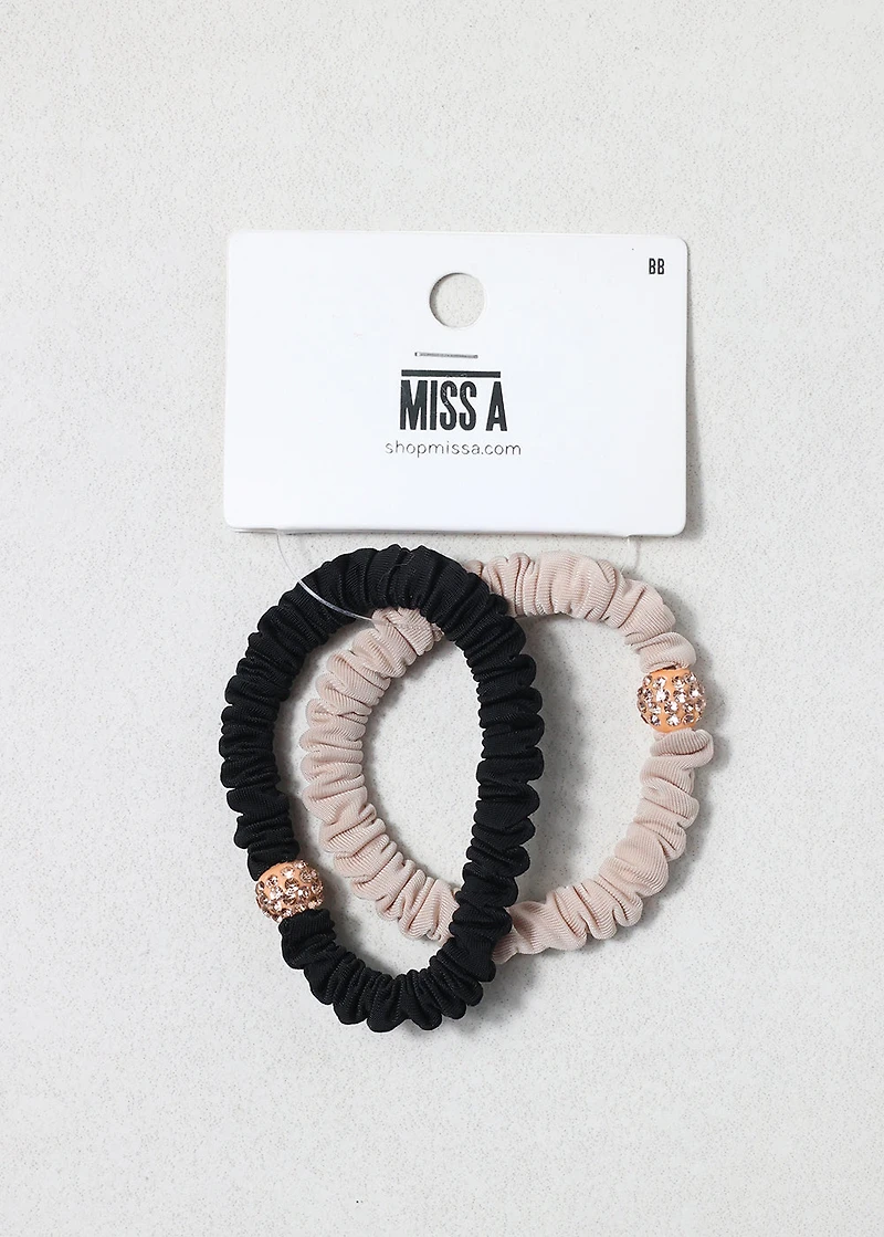Rhinestone Charm Hair Tie Set