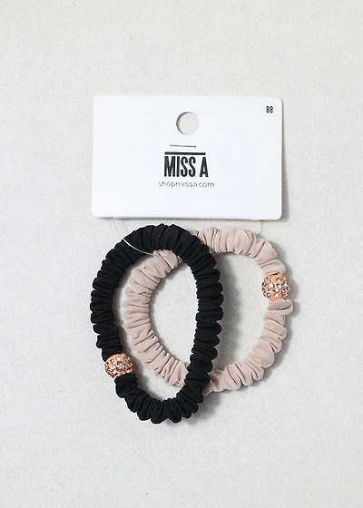 Rhinestone Charm Hair Tie Set