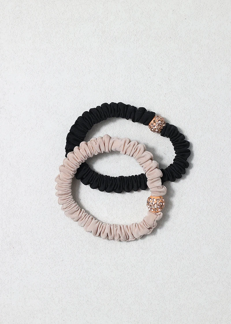 Rhinestone Charm Hair Tie Set