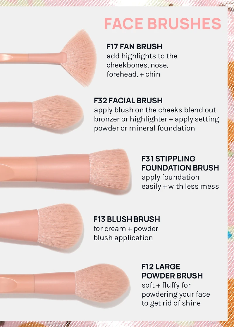 AOA Matte Rose Brush Set + Satin Travel Roll