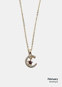 Miss A Birthstone Necklace - Moon + Star