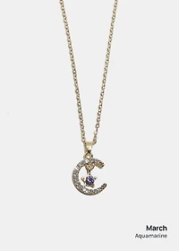 Miss A Birthstone Necklace - Moon + Star