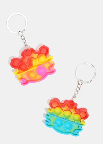 Tie-Dye Crab Push Pop Keychain Fidget