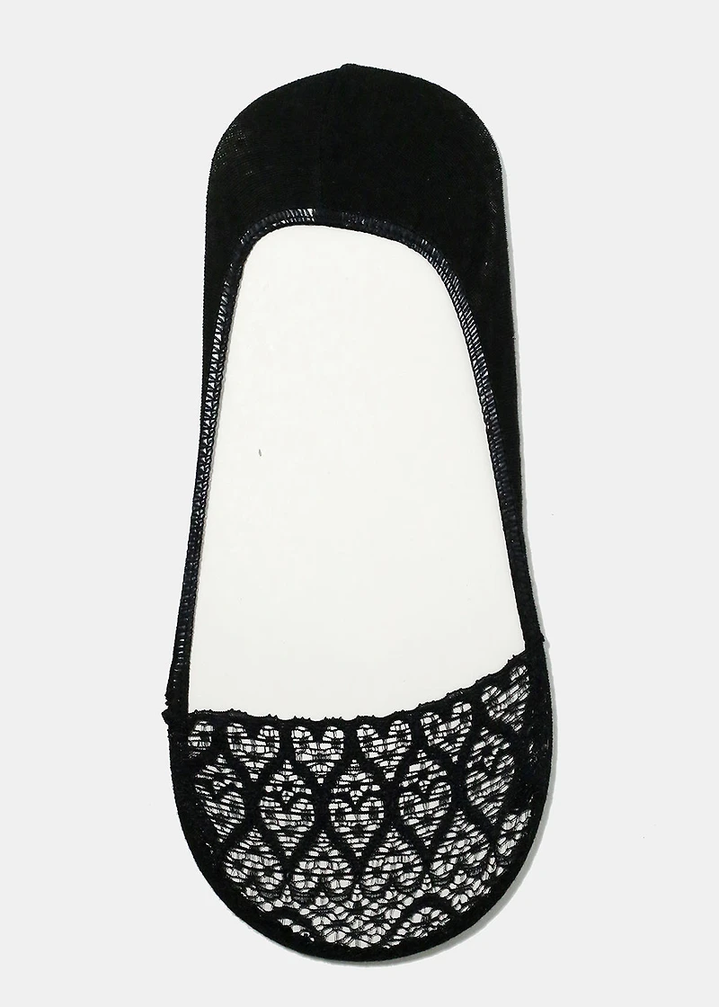 Heart Lace No Show Socks
