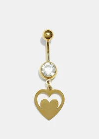 Heart Gemstone Belly Piercing