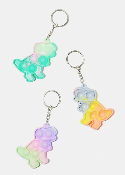 Tie Dye Dino Push Pop Keychain Fidget