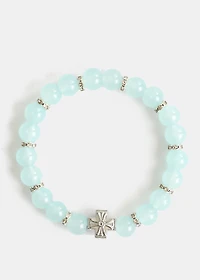 Bead & Rhinestone Bracelet with Cross