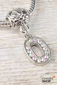 Letter O Rhinestone Bead Charm