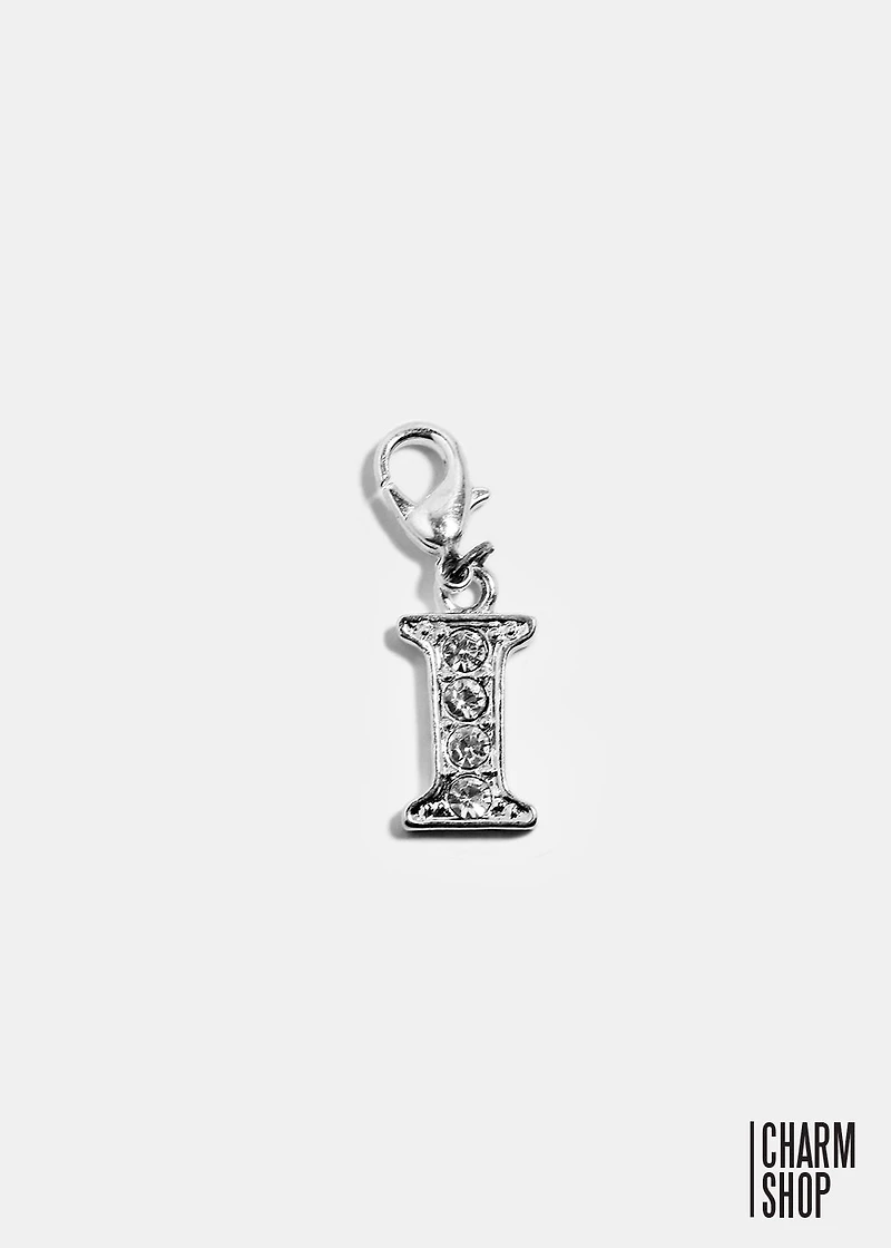 Silver Clear Initial I Dangle Charm