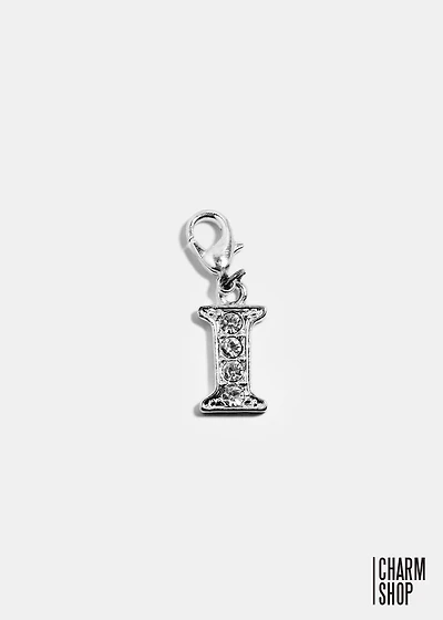 Silver Clear Initial I Dangle Charm