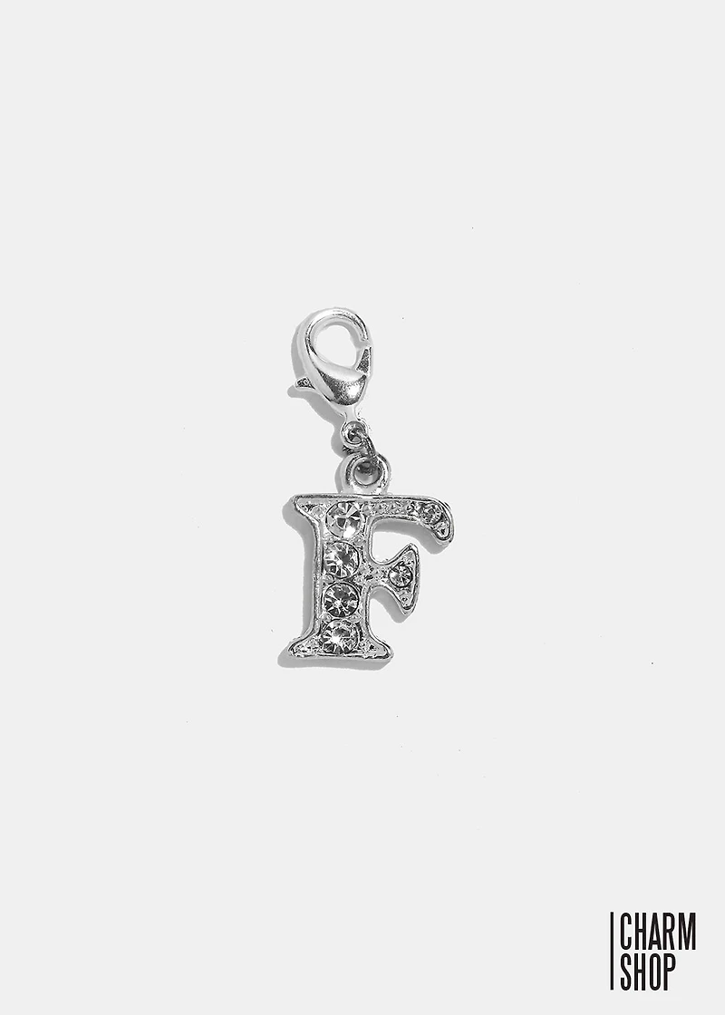 Silver Clear Initial F Dangle Charm