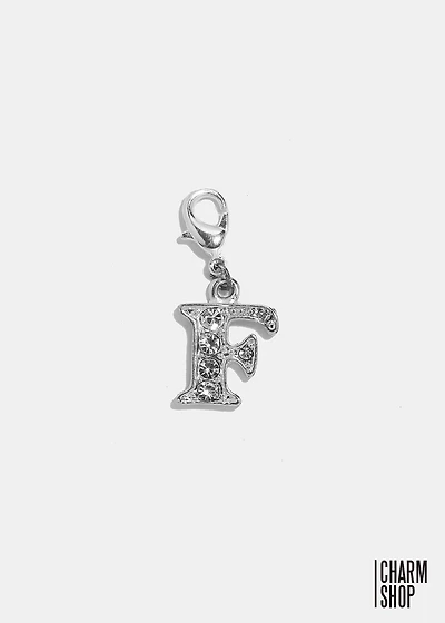 Silver Clear Initial F Dangle Charm