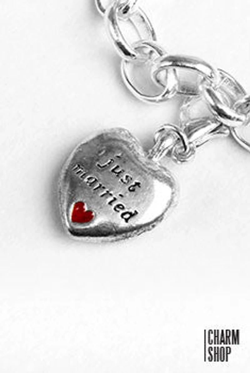 Just Married Heart Dangle Charm