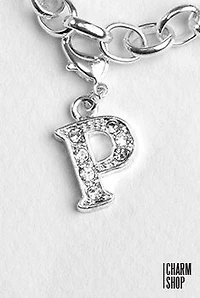 Silver Clear Initial P Dangle Charm