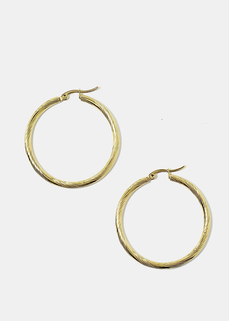 Medium Textured Hoop Earrings