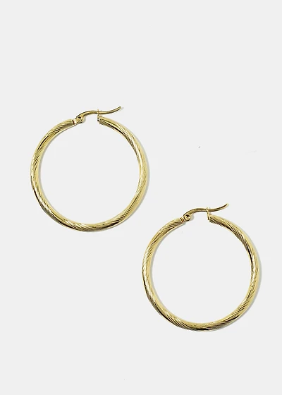 Medium Textured Hoop Earrings