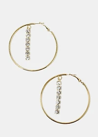 Rhinestone Dangle Hoop Earrings