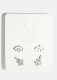 Eye and Snake Stud Earring Set