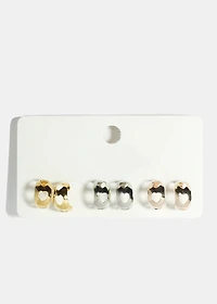 Small Open Heart Hoop Earring Set- 3 Pairs