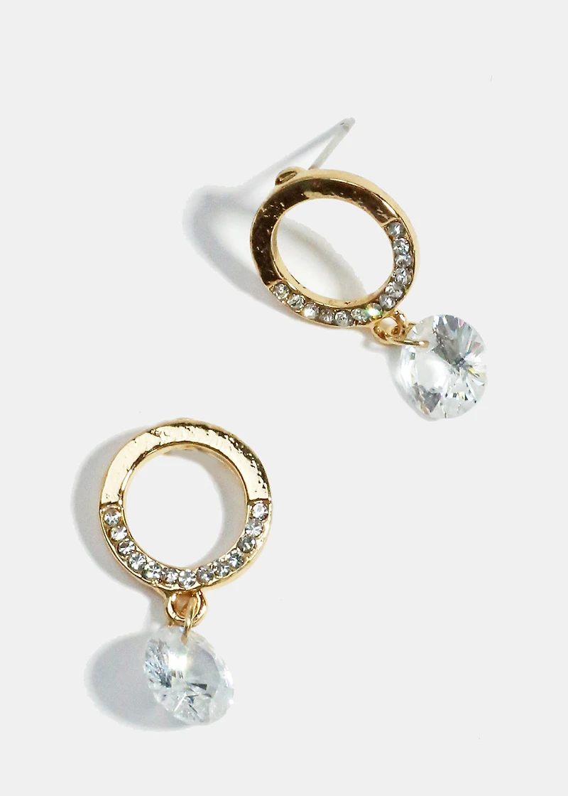 Rhinestone Circle Stud Earrings