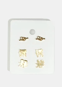 3-Pair Multi-Design Earring Set