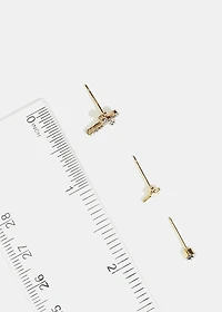 3-Pair Rhinestone Cross Stud Earrings