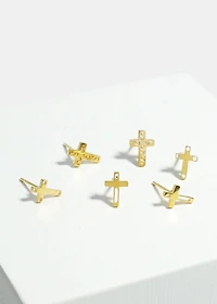 3-Pair Cross Stud Earrings