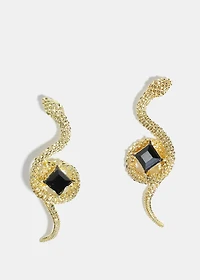 Gemstone Snake Earrings