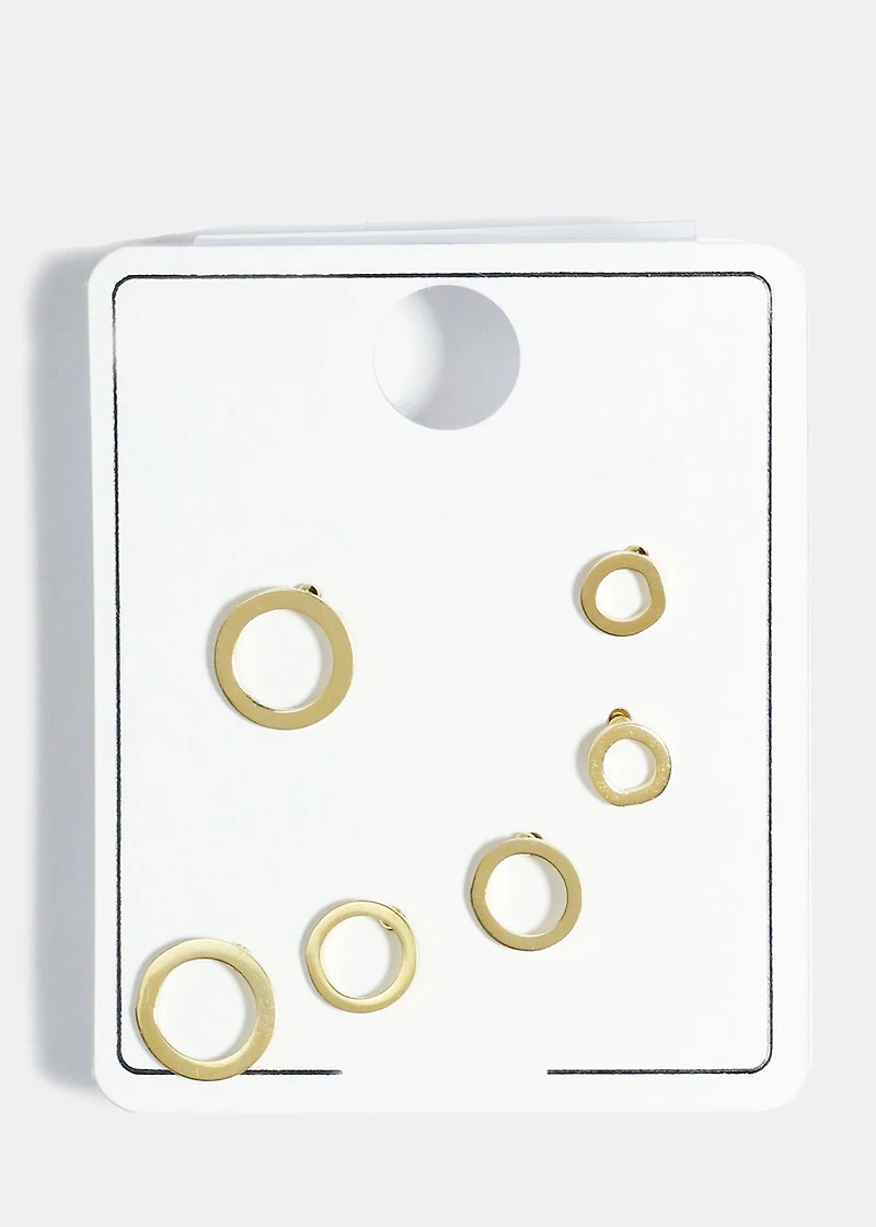 3-Pair Studs Earrings