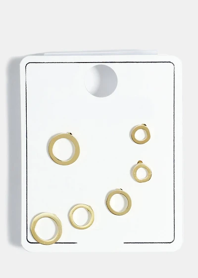 3-Pair Studs Earrings