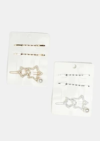 3-Piece Rhinestone Star with Pearl Hairpins