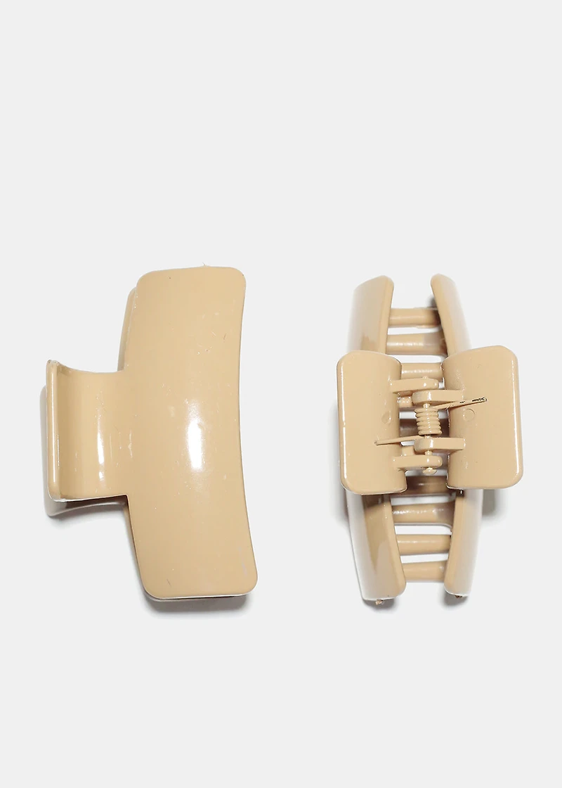 2 Piece Solid Color Claw Clips