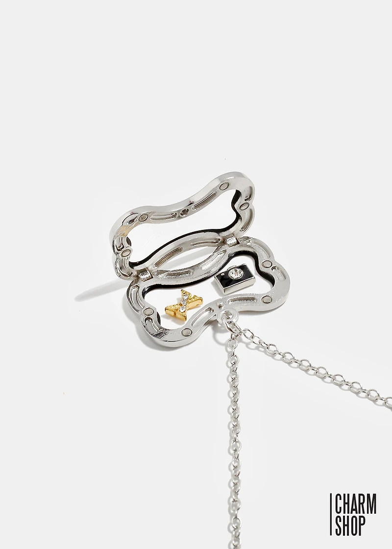 Silver Dog Bone Locket Necklace
