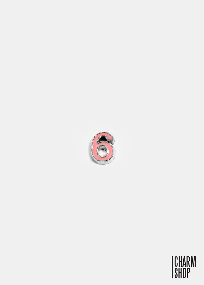 Pink Number 6 Locket Charm