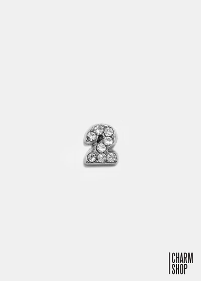 Silver Number 2 Locket Charm