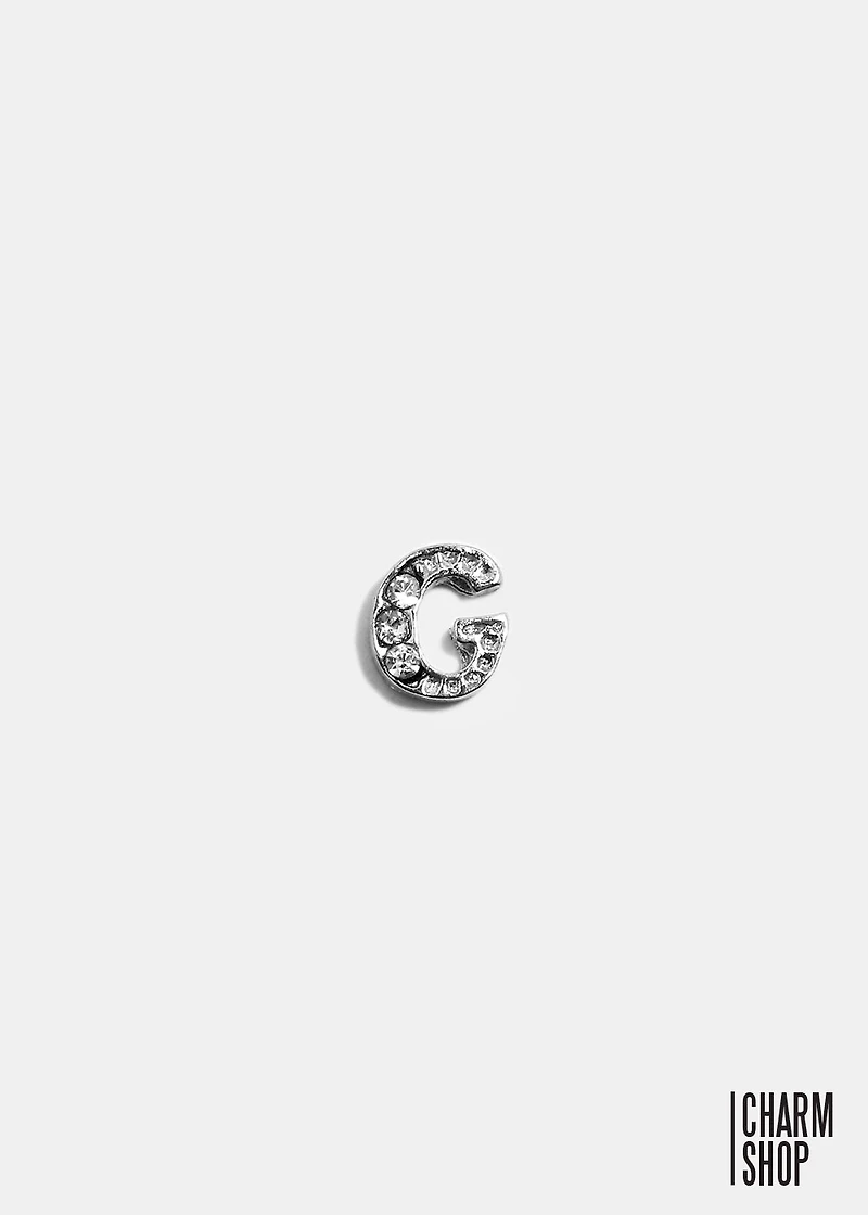 Silver Initial With Rhinestones Locket Charm