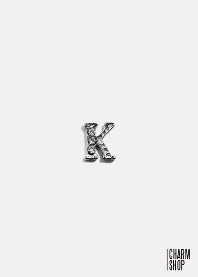 Silver K Initial With Rhinestones Locket Charm