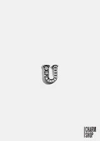 Silver U Initial With Rhinestones Locket Charm