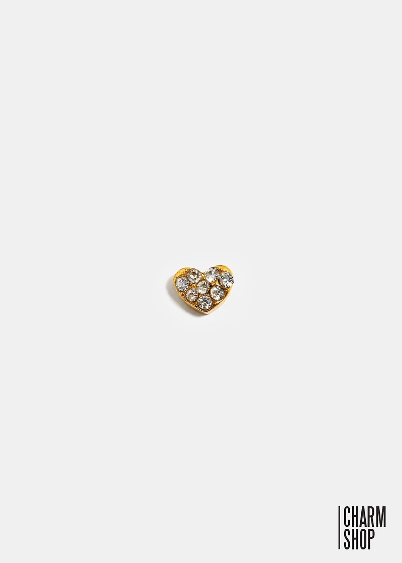 Rhinestone Heart Locket Charm