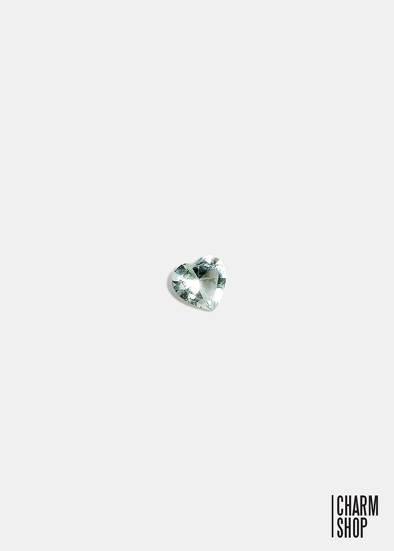 Clear Heart Accent Stone Locket Charm (2 stones)