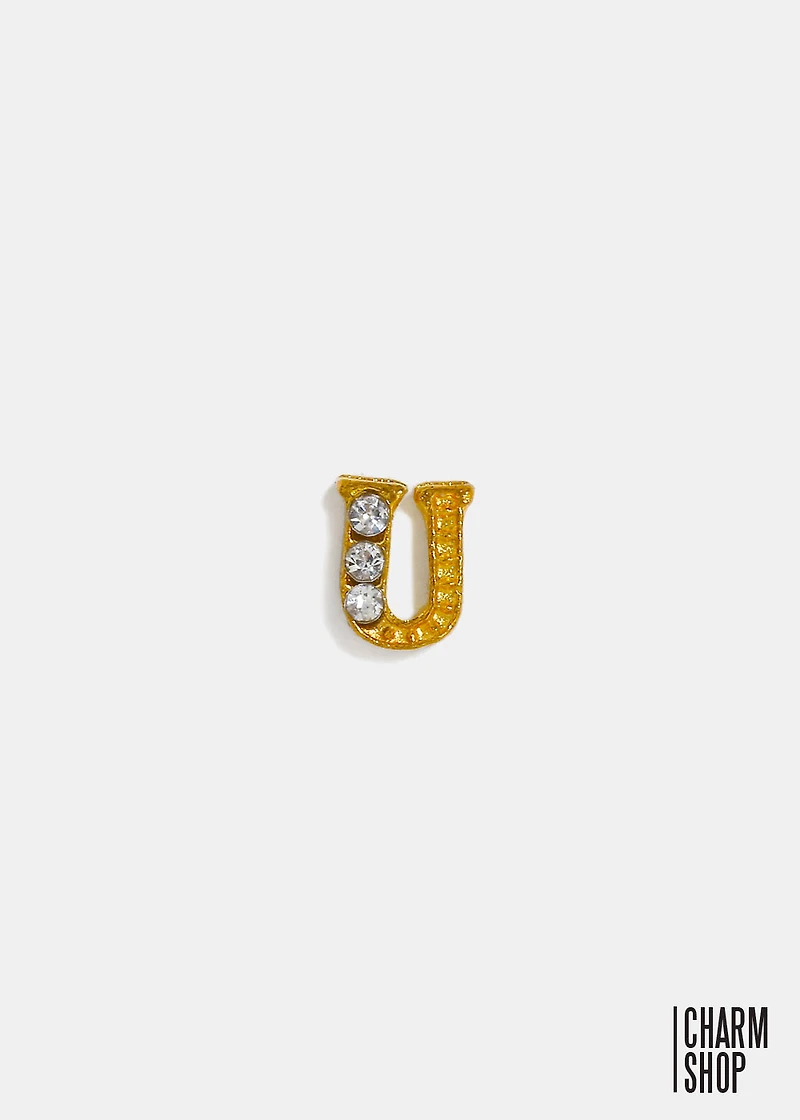 Gold Letter U Locket Charm