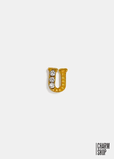 Gold Letter U Locket Charm